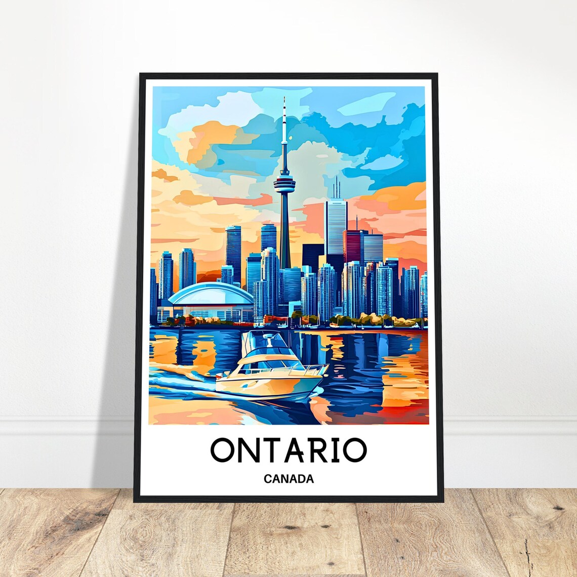Toronto Skyline Sunset Over Lake Ontario Canada City Travel Poster
