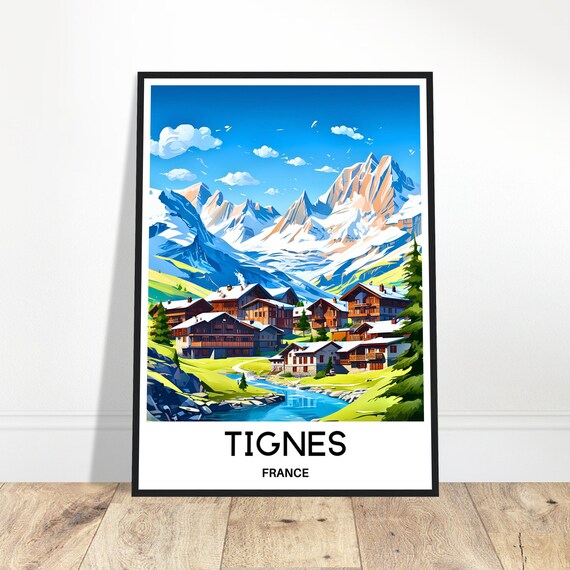 Tignes Travel Print Poster French Art France Lover Gift Wall Hanging Home Office Desk Room Decor Illustration