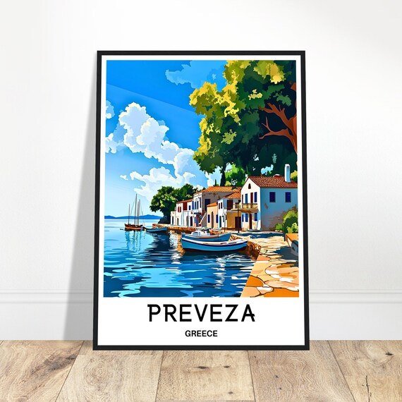 Preveza Travel Print Poster Greek Art Lover Gift Wall Hanging City Illustration Home Office Desk Room Decor