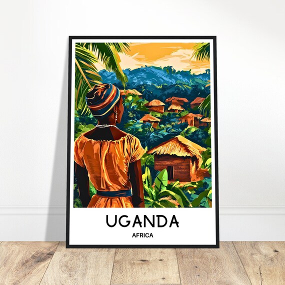 Uganda Travel Print Uganda Poster African Art Print Africa Lover Gift Wall Hanging Art Home Office Decor Uganda Illustration