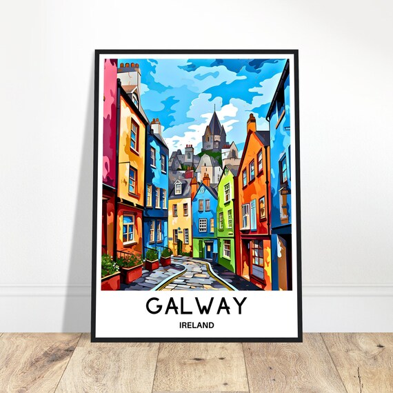 Galway Travel Print Poster Irish Art Ireland Lover Gift Wall Hanging City Illustration Home Office Decor