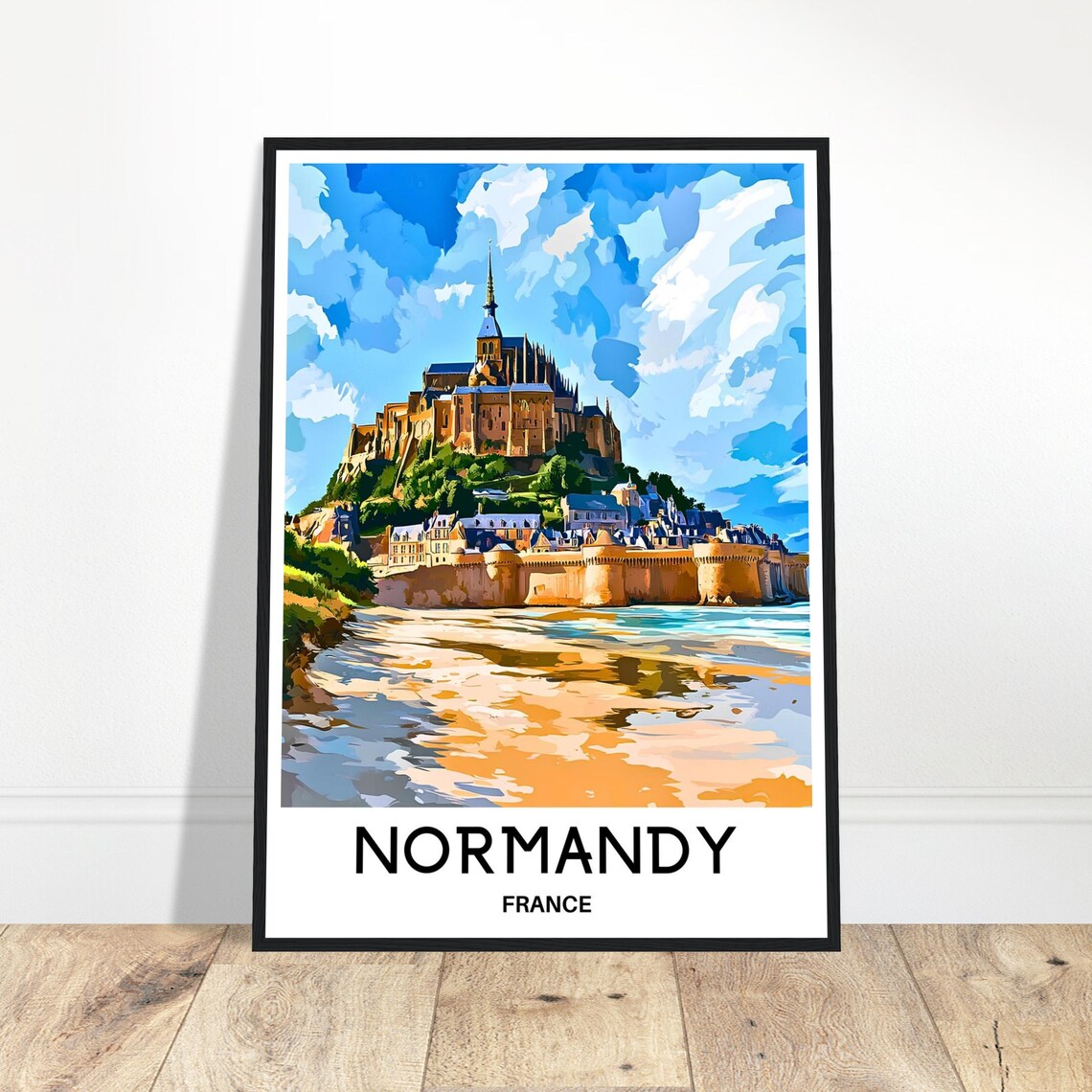 Normandy France Mont Saint Michel Abbey Vintage Travel Poster