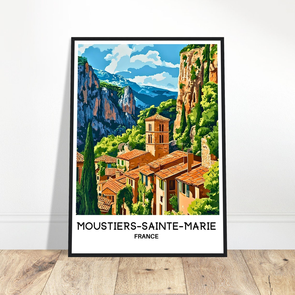 Moustiers Sainte Marie Travel Print Poster French Art Print France Lover Gift Wall Hanging Art Illustration Home Office Desk Decor