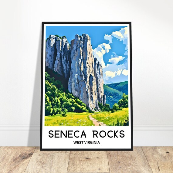 Seneca Rocks Travel Print Poster Art West Virginia Lover Gift Wall Hanging Illustration Home Decor