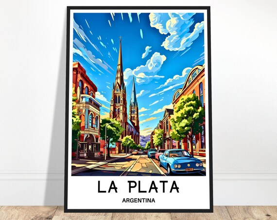 La Plata Cathedral Twin Spires Street Scene Argentina Poster