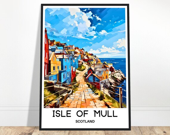 Isle Of Mull Travel Print Poster Scottish Art Scotland Lover Gift Wall Hanging Home Decor Illustration