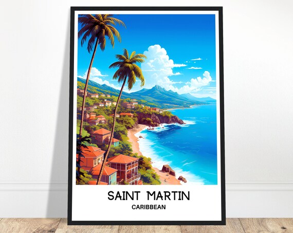 Saint Martin Travel Poster, Caribbean Island Art