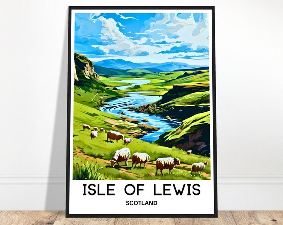 Isle Of Lewis Travel Print Poster Scottish Art Scotland Lover Gift Wall Hanging Home Decor Illustration