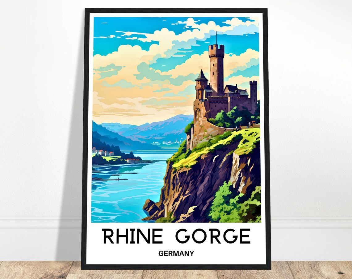 Rhine Gorge Castle Above River Germany Valley Romantic Poster