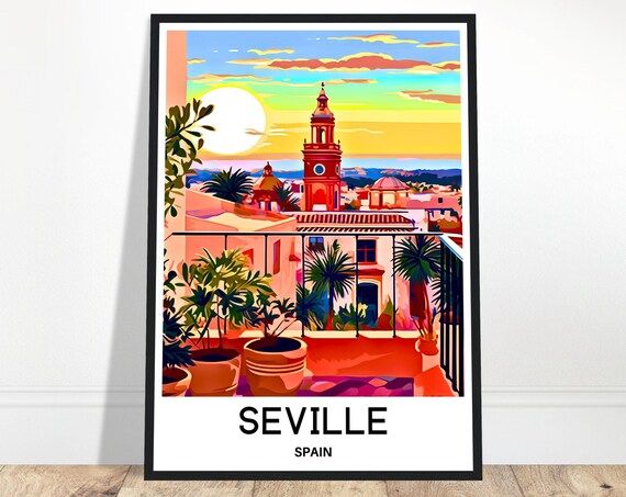 Seville Travel Print Poster Spanish Art Spain Lover Gift Wall Hanging Home Office Desk Decor Illustration