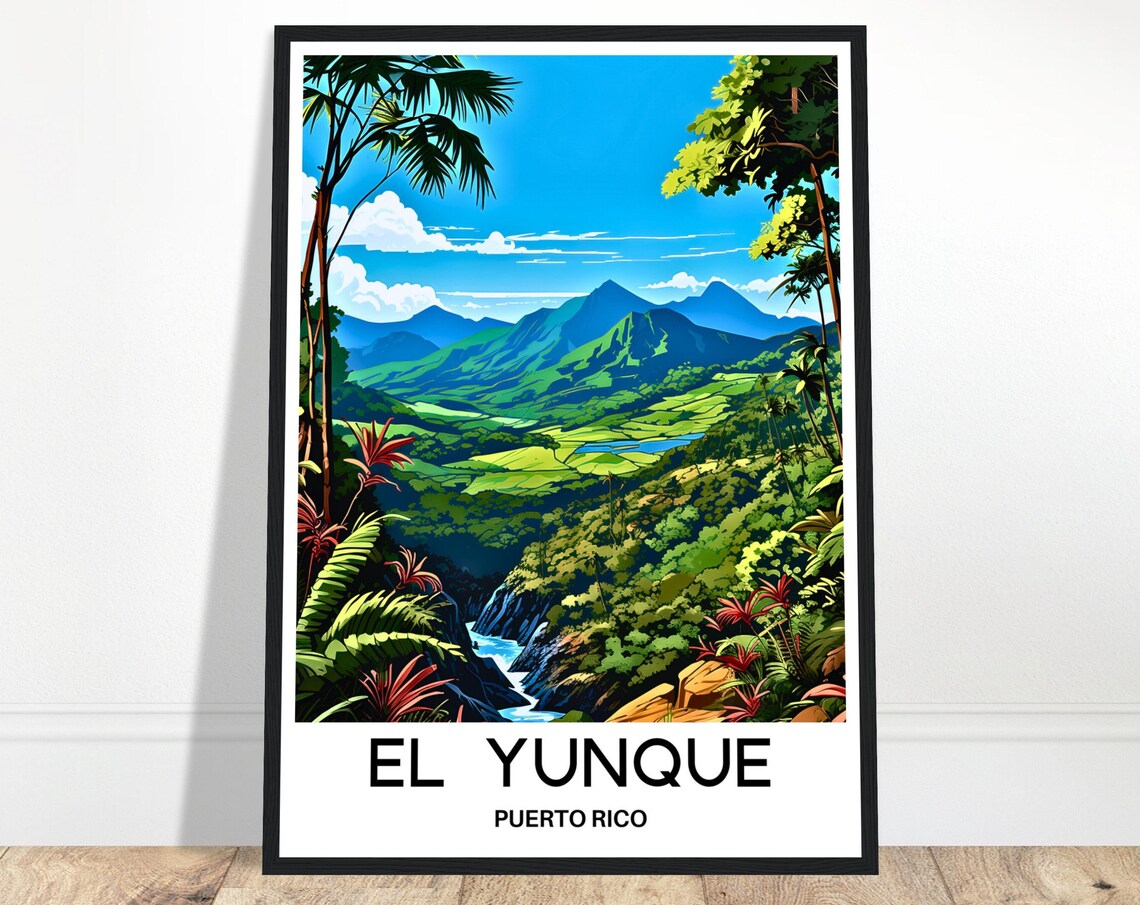 El Yunque Rainforest Puerto Rico Lush Mountains Travel Poster