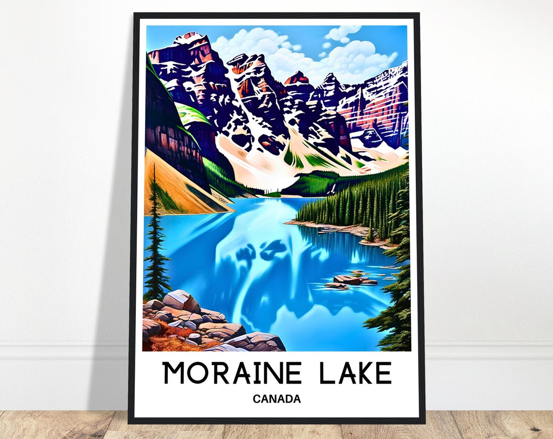 Moraine Lake Travel Print Moraine Lake Poster Canadian Art Print Canada Lover Gift Wall Hanging Art Home Decor Moraine Lake Illustration