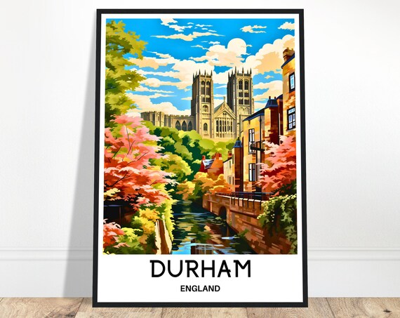 Durham Travel Print Poster English Art England Lover Gift Wall Hanging Home Office Decor City Illustration