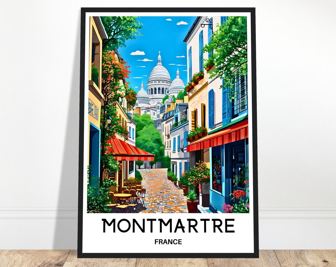 Montmartre Travel Print Montmartre Poster French Art Print France Lover Gift Wall Hanging Art Cote Paris Illustration Home Office Decor