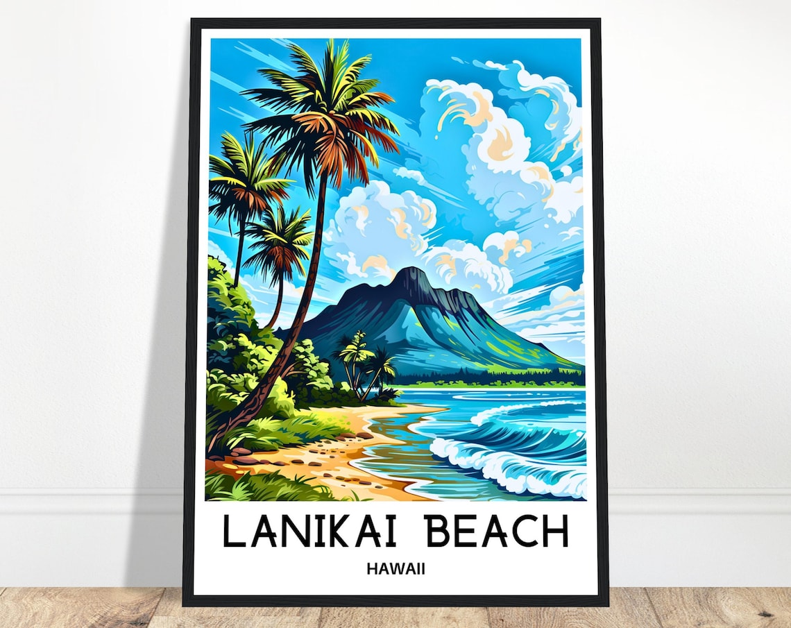 Lanikai Beach Palm Trees And Surf Hawaii Tropical Scenic Poster