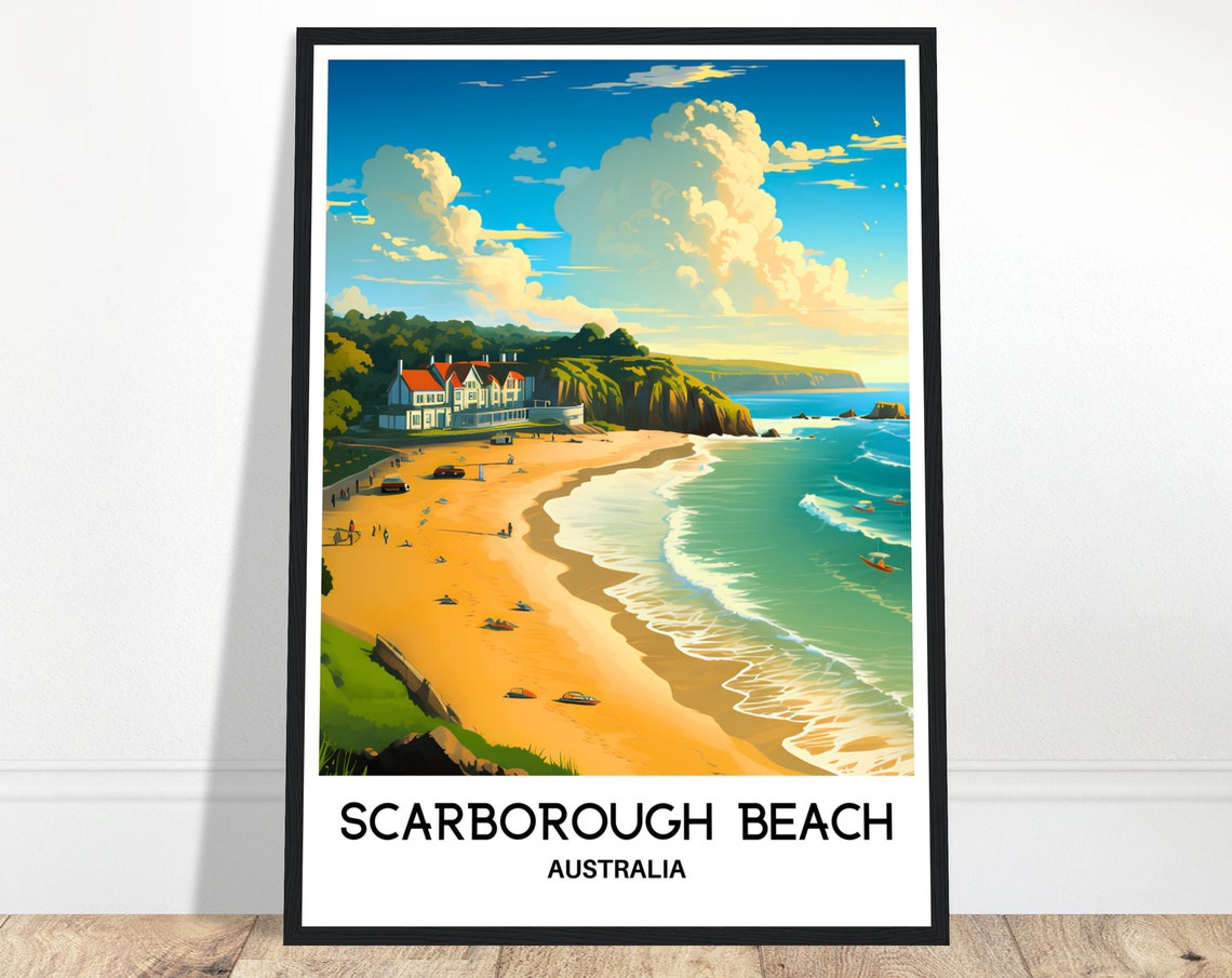 Scarborough Beach Australia Golden Surf Beach Coast Travel Poster