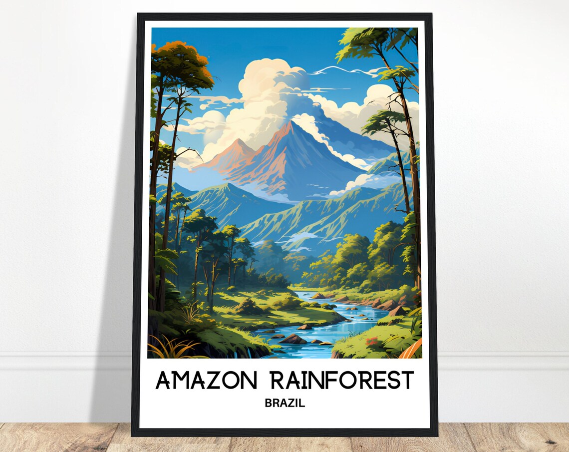 Amazon Rainforest Travel Poster, Brazilian Art Print