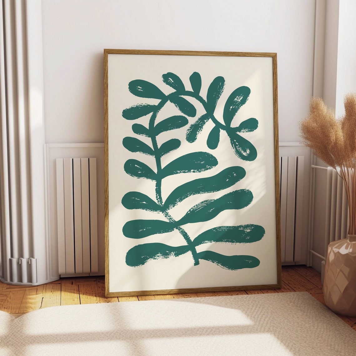Green Branch Botanical Artwork Modern Foliage Wall Decor Poster