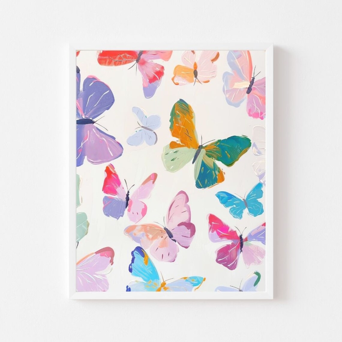 Rainbow Butterflies Watercolor Art Print, Nursery Decor