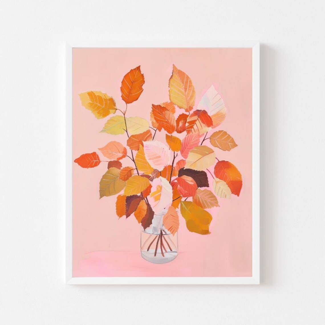 Autumn Leaf Bouquet in Glass Vase With Warm Fall Foliage Poster