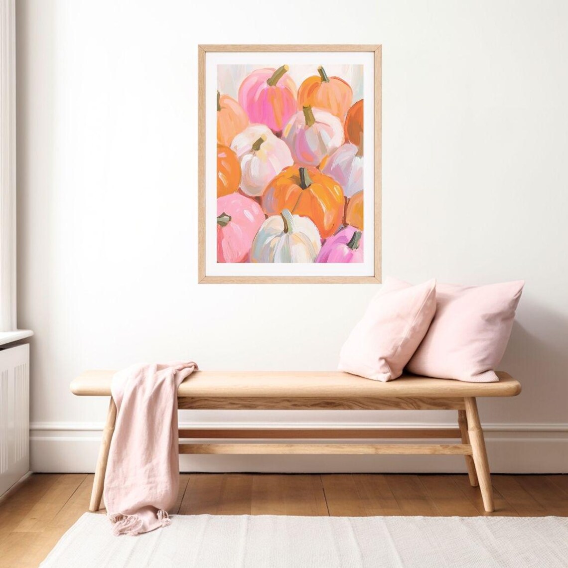 Pink and Orange Pumpkins Autumn Fall Poster Print - Image 2