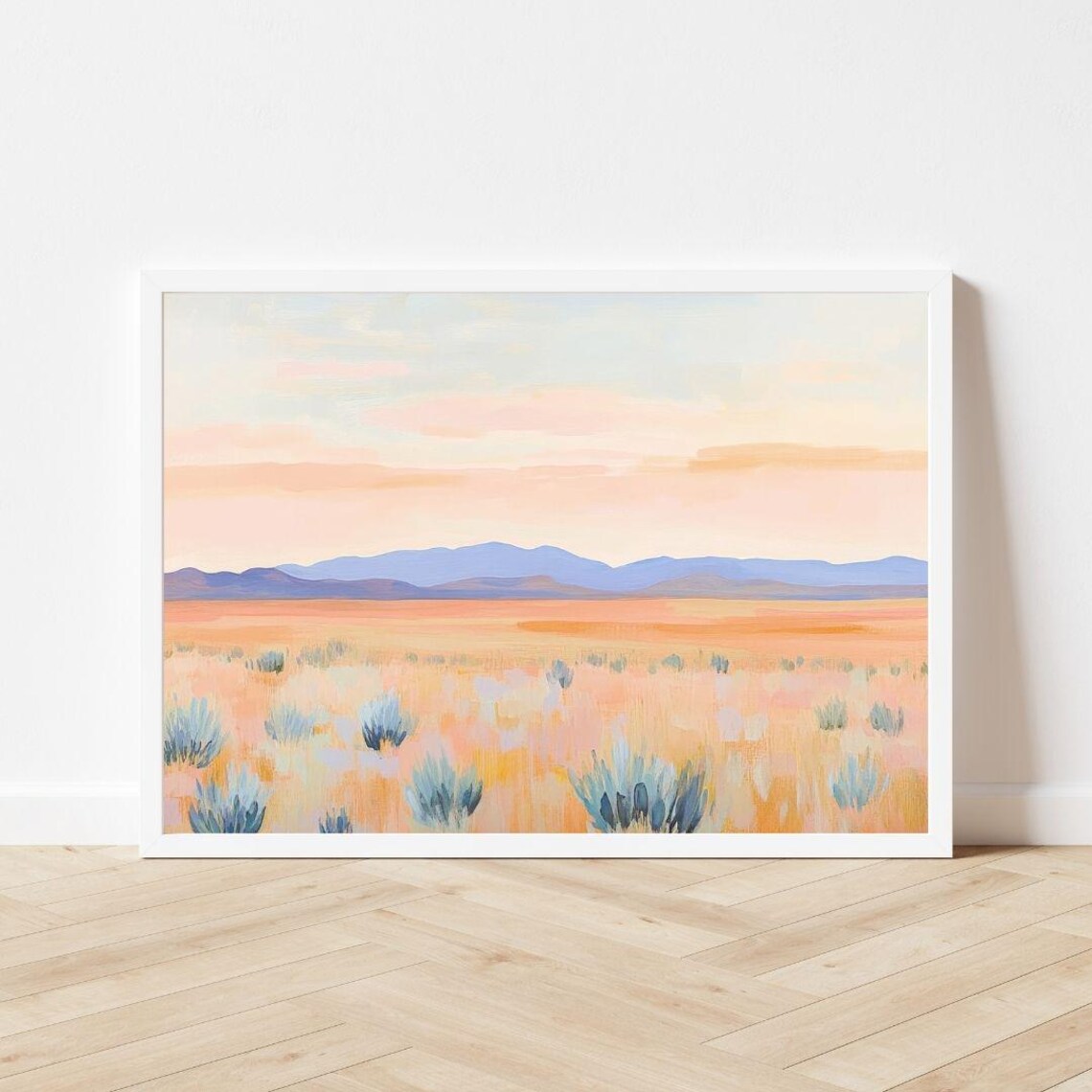 Southwestern Desert Plain With Sagebrush at Pastel Sunrise Poster - Image 3