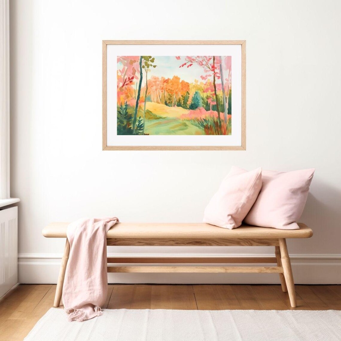 Autumn Watercolor Forest Trees Art Print, Fall Landscape - Image 2