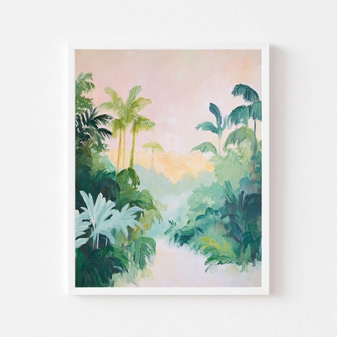 Tropical Palm Trees At Sunset Pastel Jungle Painting Wall Poster