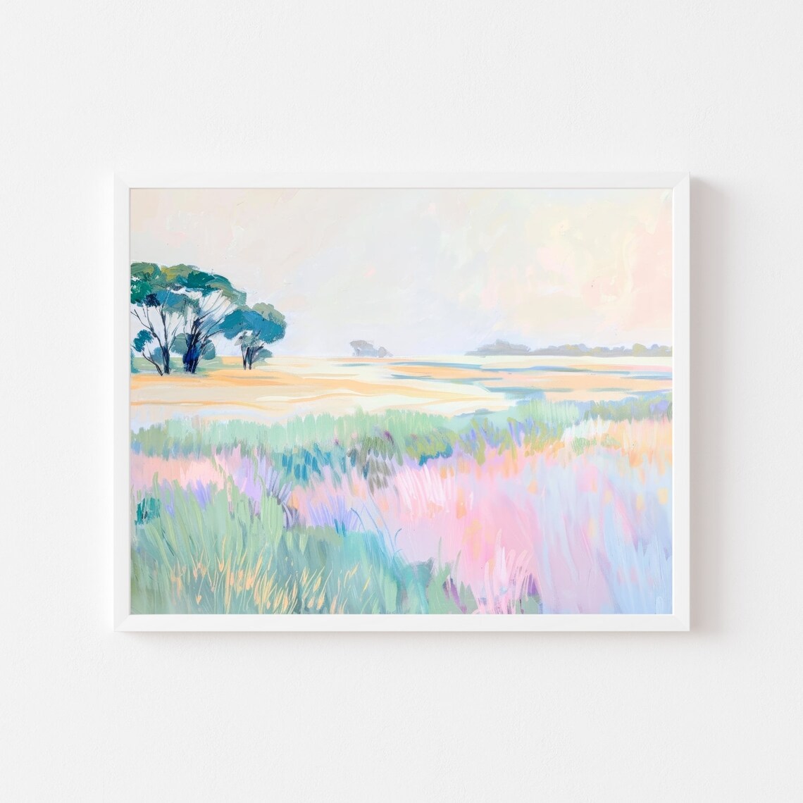 Pastel Abstract Landscape, Whimsical Impressionist Art Print