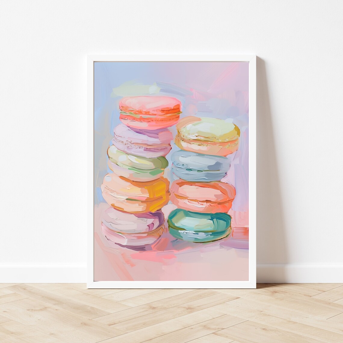 Pastel Macaron Kitchen Art Print, Girly Dessert Decor - Image 3