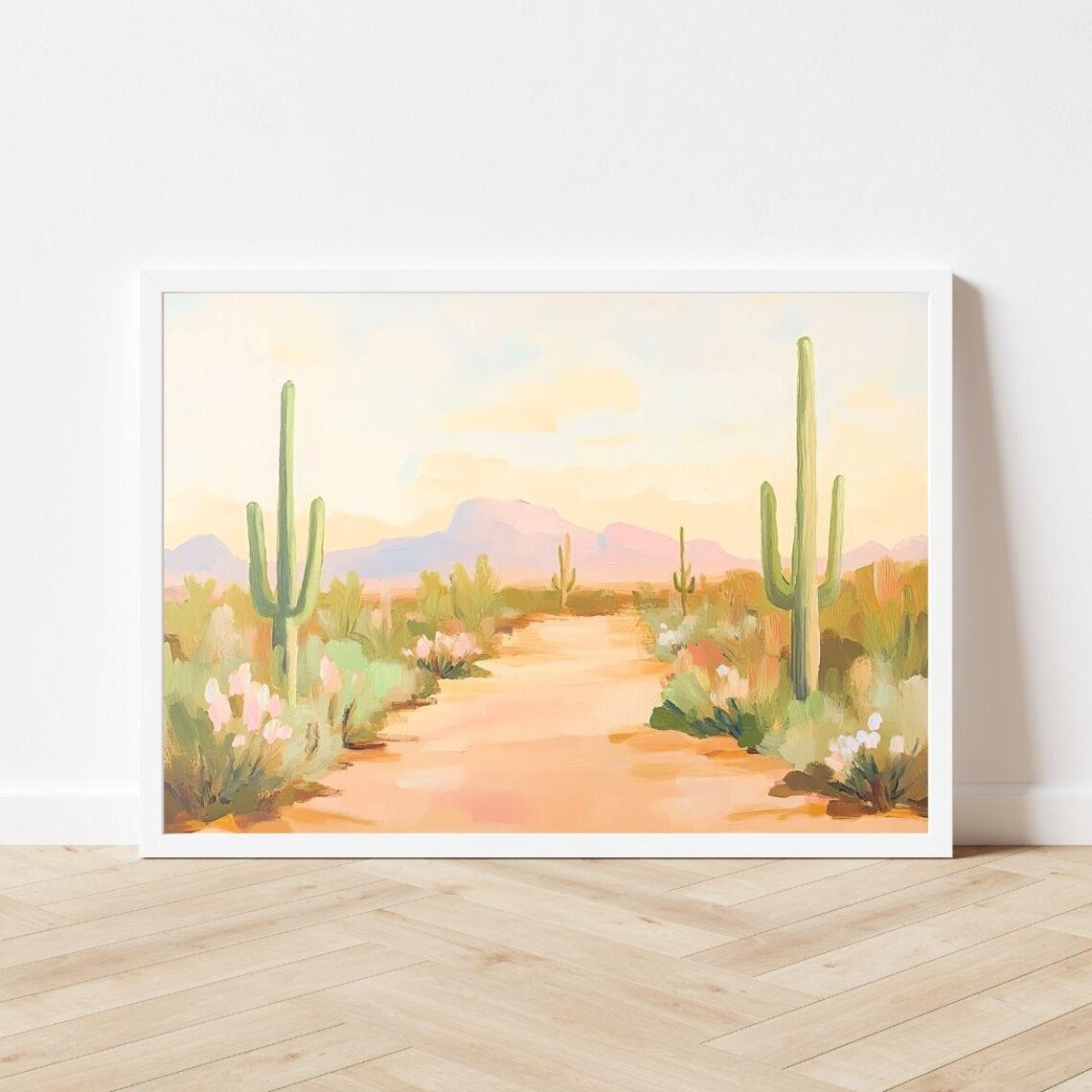 Desert Cactus Landscape With Tall Saguaro At Golden Hour Poster - Image 3