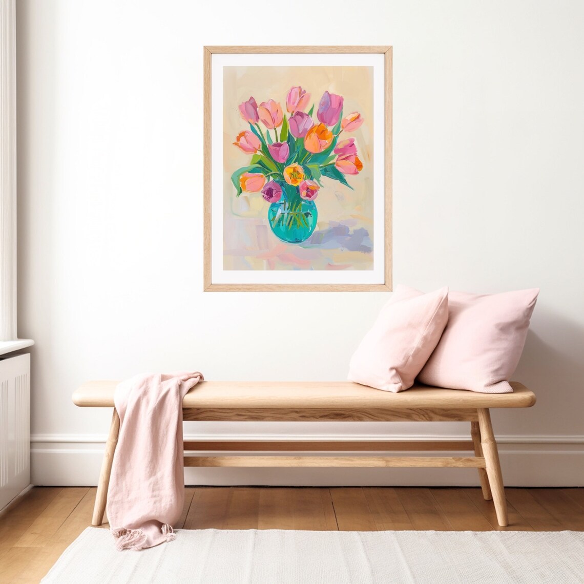 Colorful Tulip Painting, Retro Spring Floral Art Print - Image 2