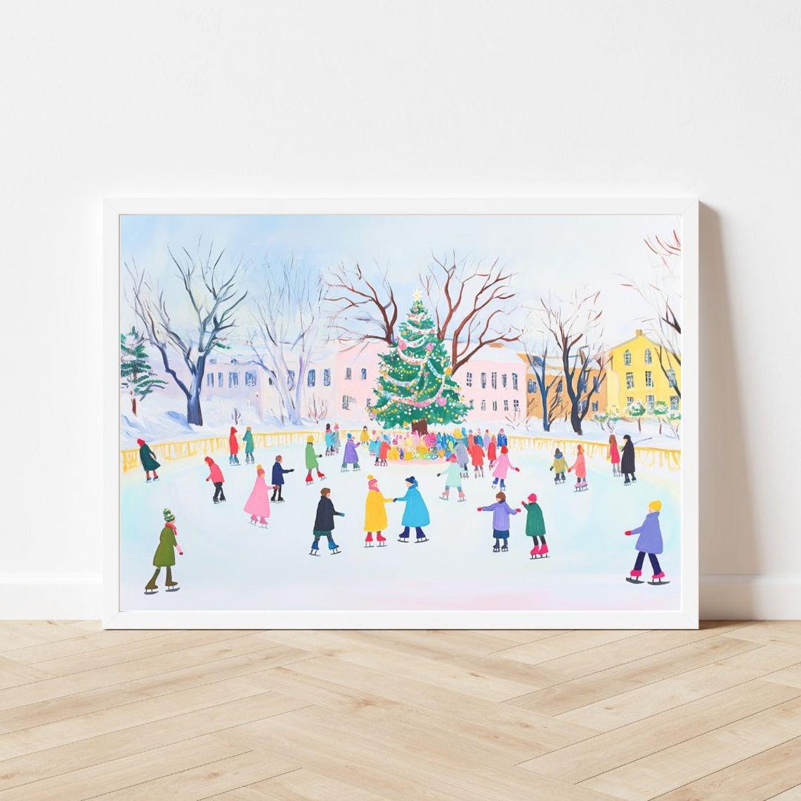 Christmas Ice Skating Rink Around A Decorated Holiday Tree Poster - Image 3