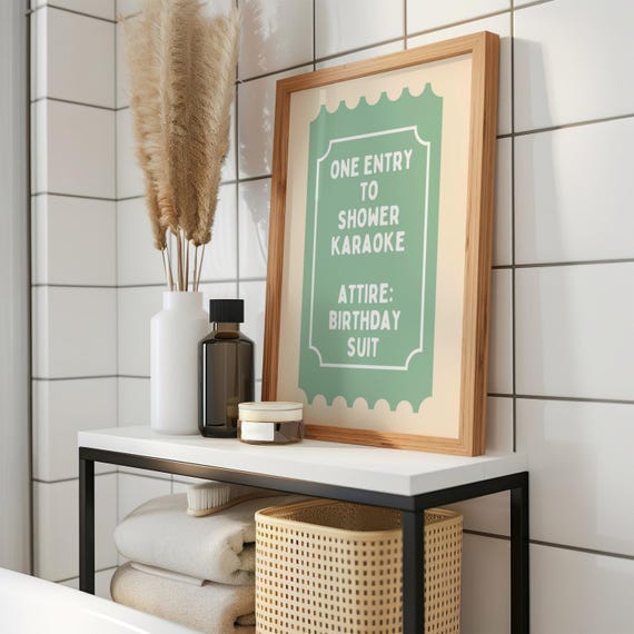 Shower Karaoke Ticket Funny Bathroom Wall Art Print
