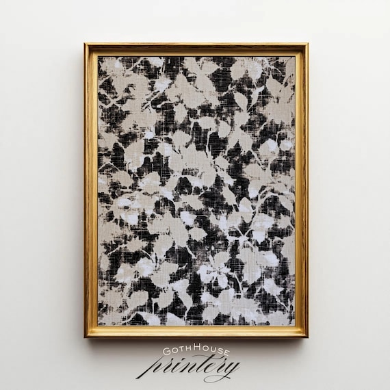 Neutral Abstract Botanical Moody Grunge Floral Art Minimalist Nature Decor Monochrome Print Gothic Farmhouse Boho Wall