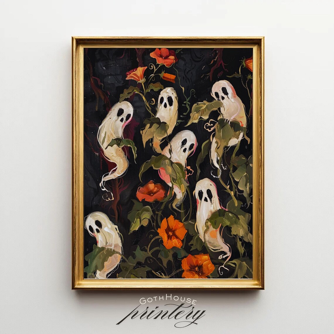 Flower Wall Art Halloween Decor, Gothic Floral Print