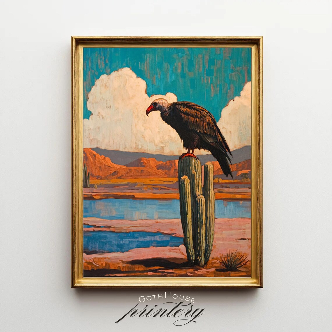 Vulture Desert Art Print, Gothic Americana