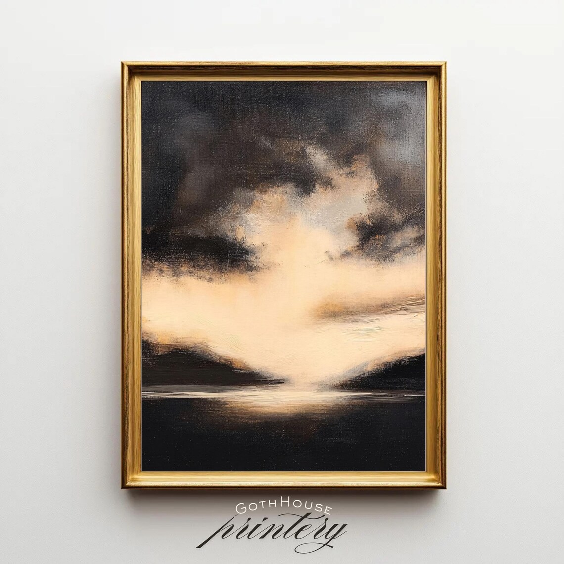 Moody Seascape Print Dark Cloud Wall Art Abstract Landscape Painting Gothic Minimalist Decor