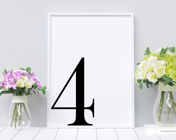 Number Four Number 4 Number Wall Decor Bw Typography Typography Art Minimalist Home Wall Art Decor Number Poster Typography Print