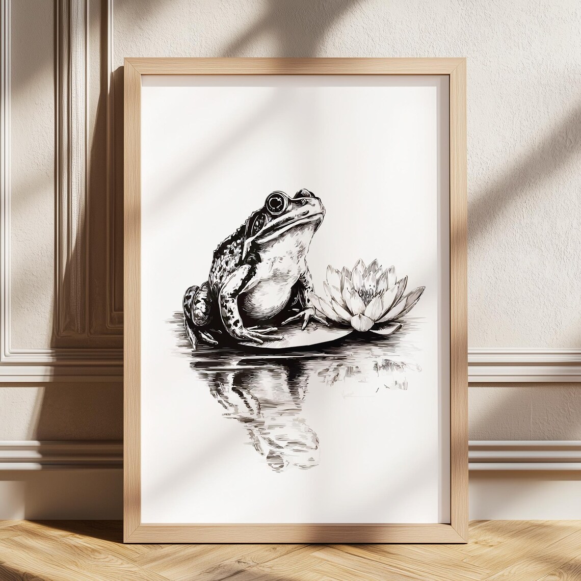 Frog Print Vintage Nursery Poster Retro Painting Funny Drawing Trendy Wall Decor Illustration