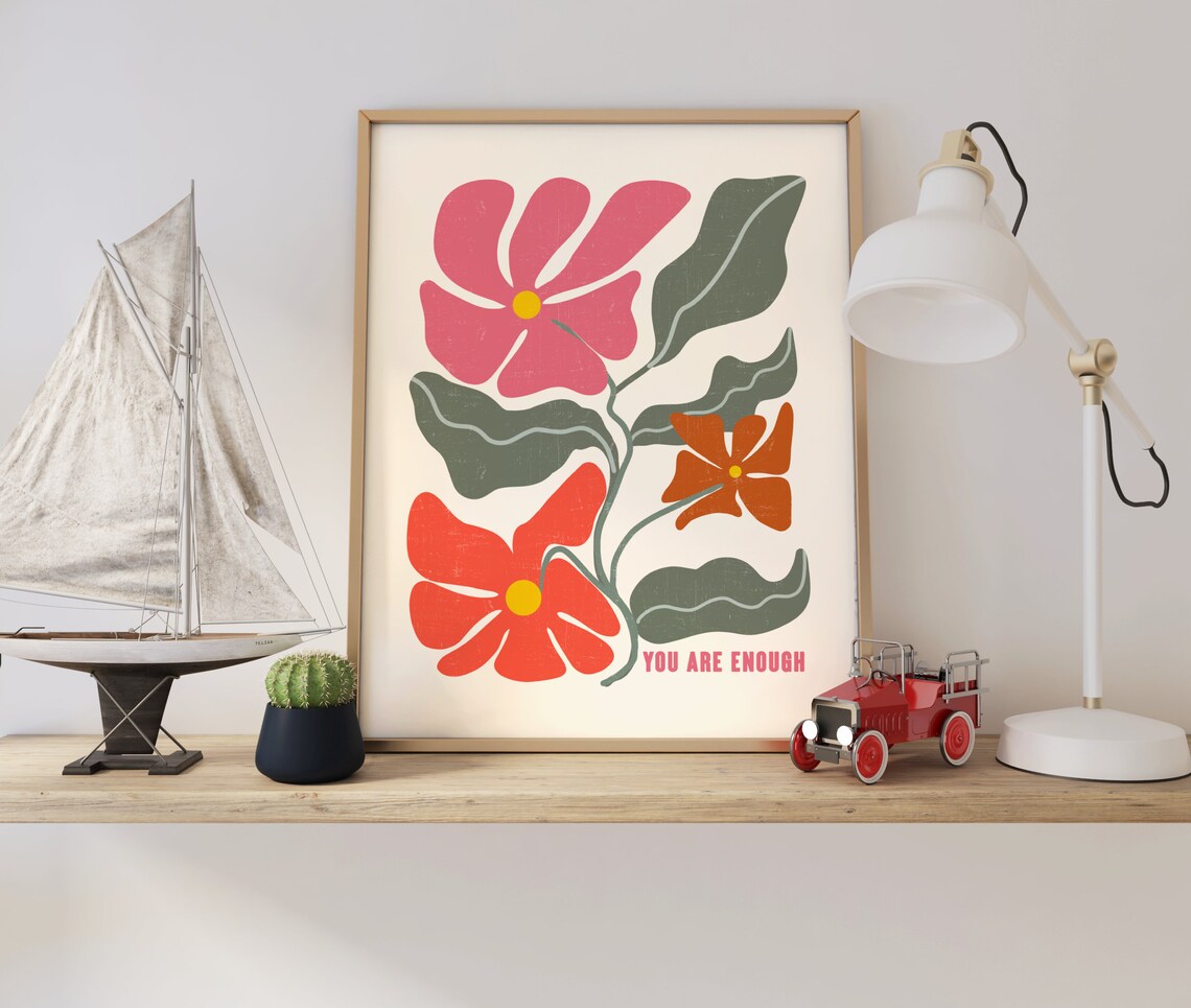 Retro Floral Art Print, Boho Flower Sign - Image 4