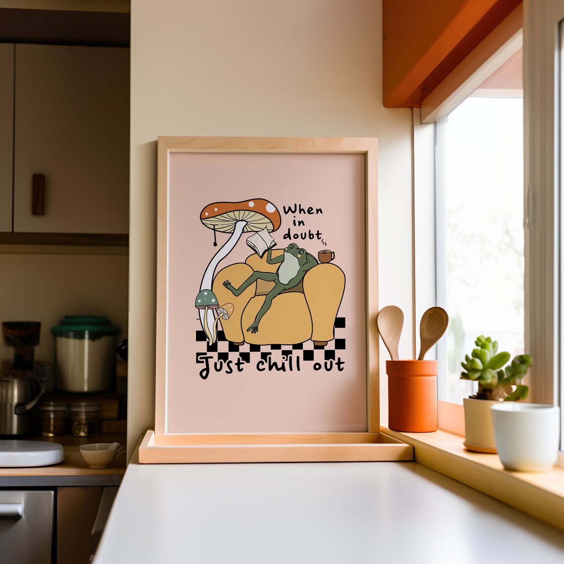 Retro Frog Mushroom Quote Poster, Wall Art Print - Image 3