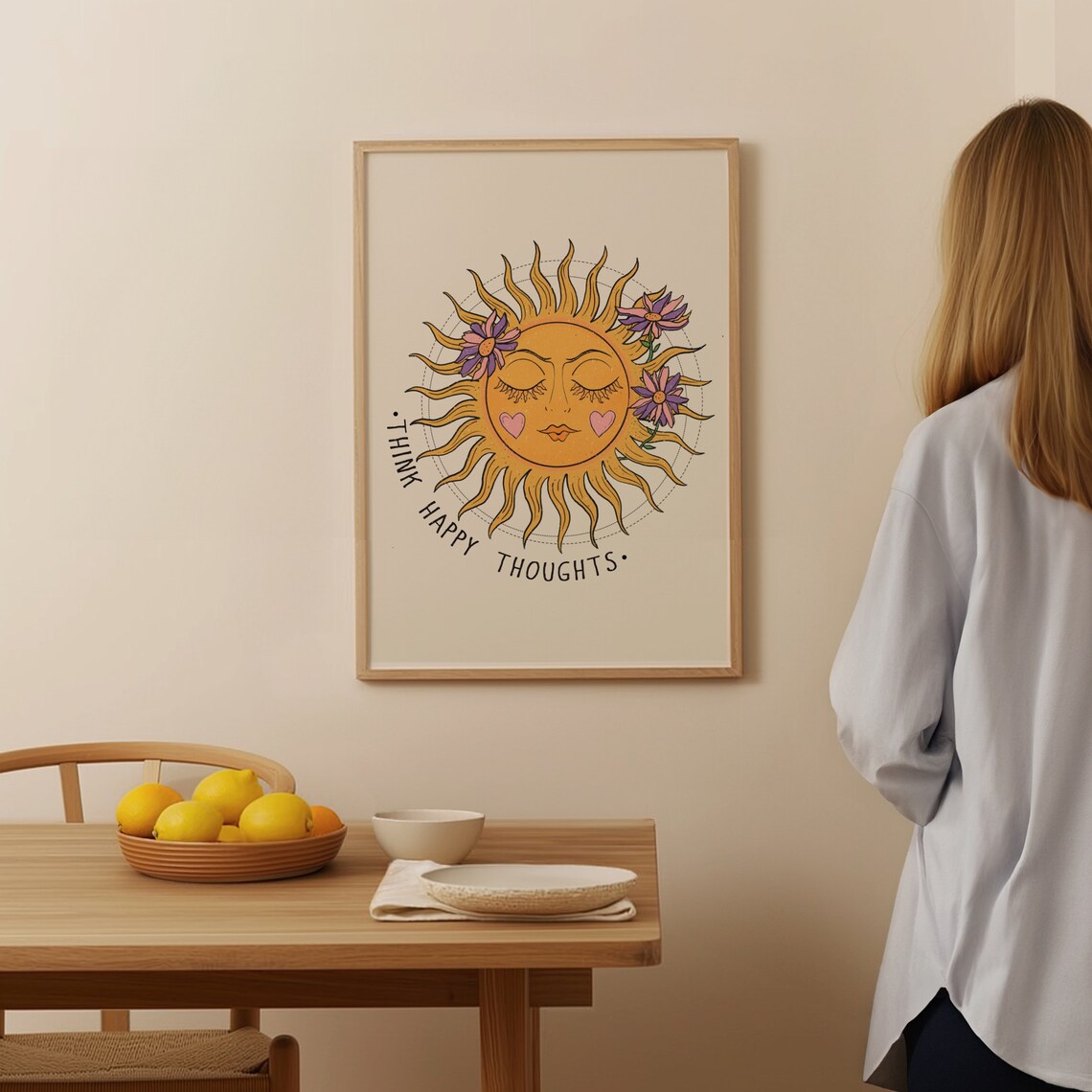 Retro Sun Celestial Art Print, 70s Wall Decor - Image 4