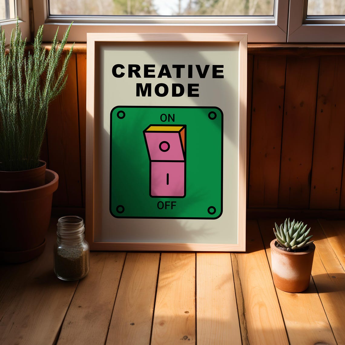 Creative Mode Light Switch On Off Retro Studio Decor Art Poster - Image 4