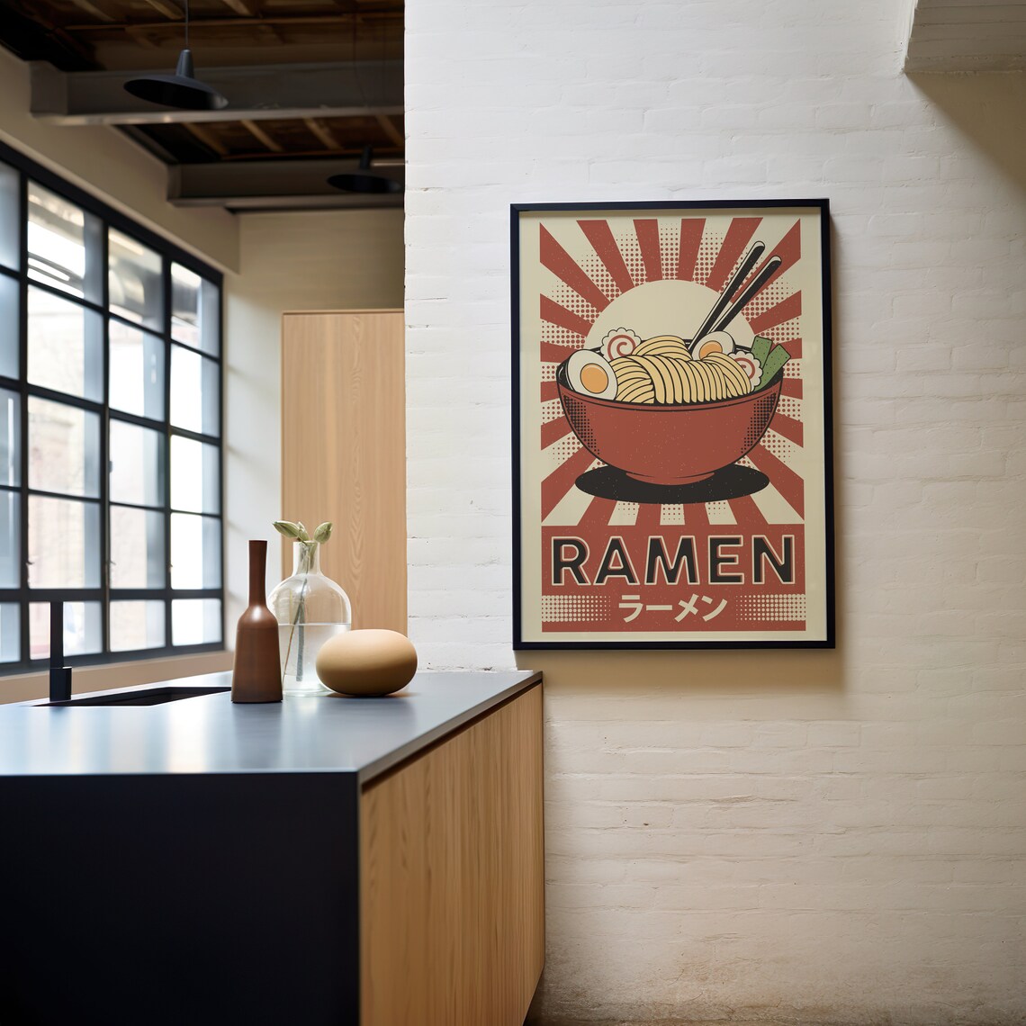 Retro Japanese Ramen Art Print, Kitchen Poster - Image 2
