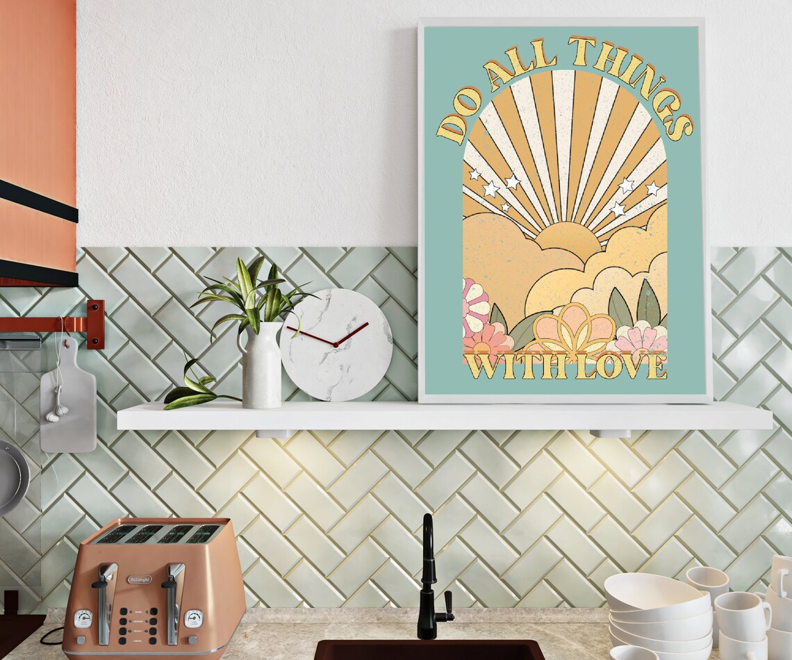 Cute Print Wall Art Retro Wall Art Inspirational Print Wall Decor Hippie Decor Trendy Poster Housewarming Gift - Image 2