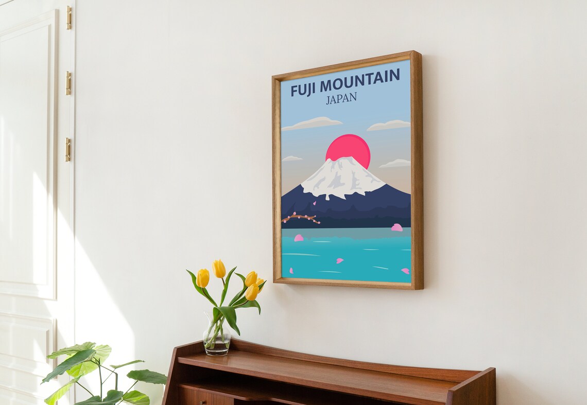 Retro Mountain Fuji Japan Travel Poster Print - Image 2