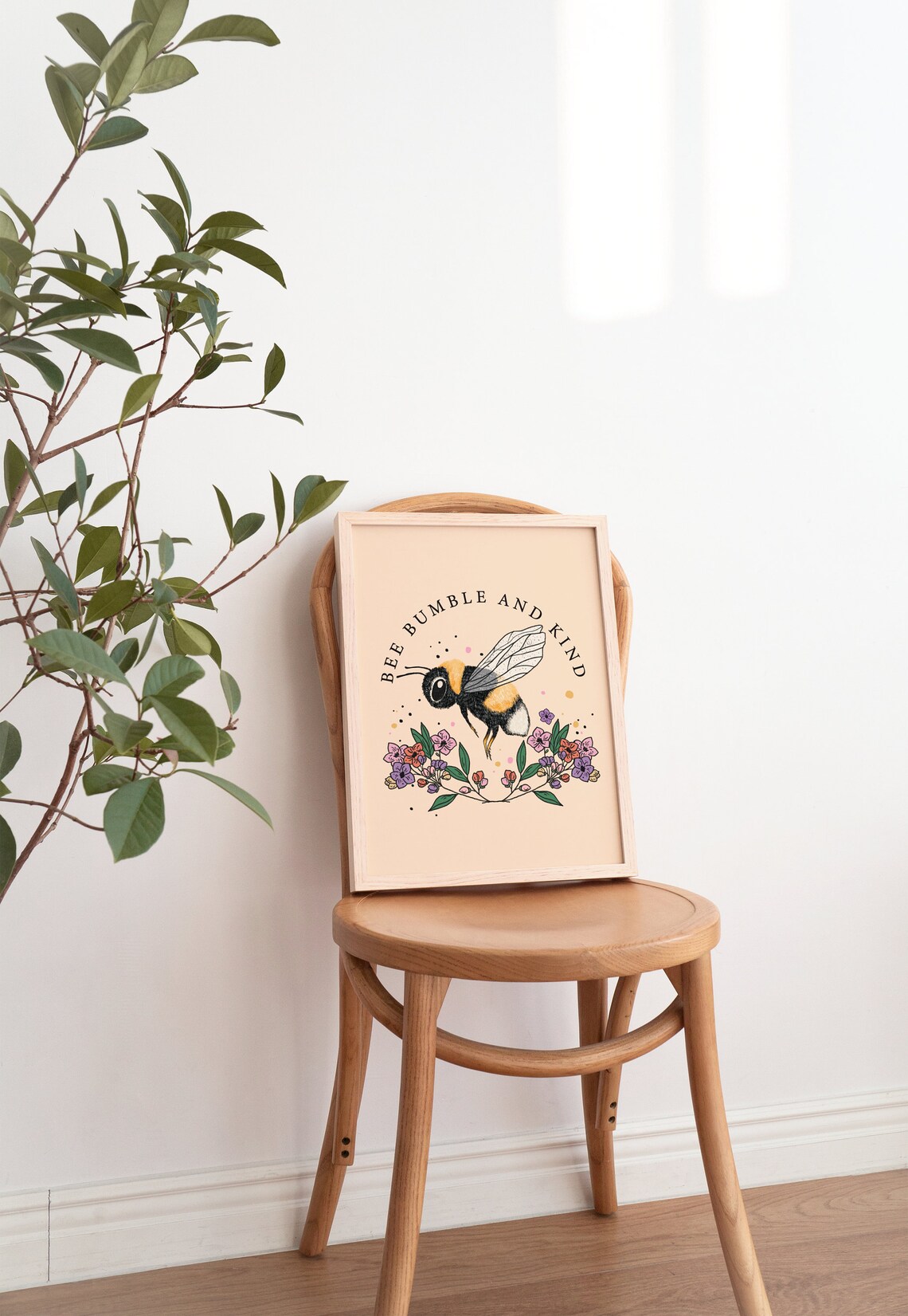 Kindness Wall Print Hand Drawn Bee Print Wall Decor Cute Wall Art Hippie Print Art Classroom Wildflower Print - Image 2