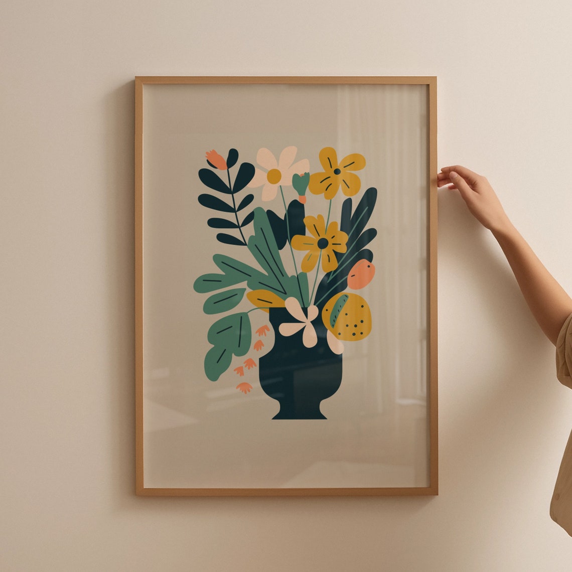 Mid Century Modern Floral Still Life Vase Botanical Art Print - Image 3