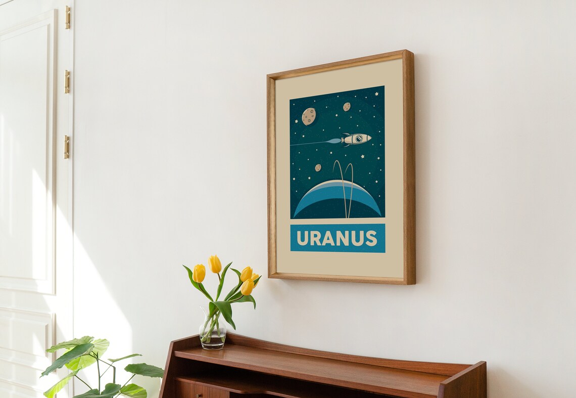 Retro Uranus Solar System Poster, Space Decor - Image 3